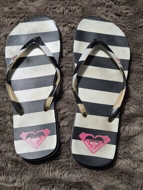 Striped Black & White Flip Flops